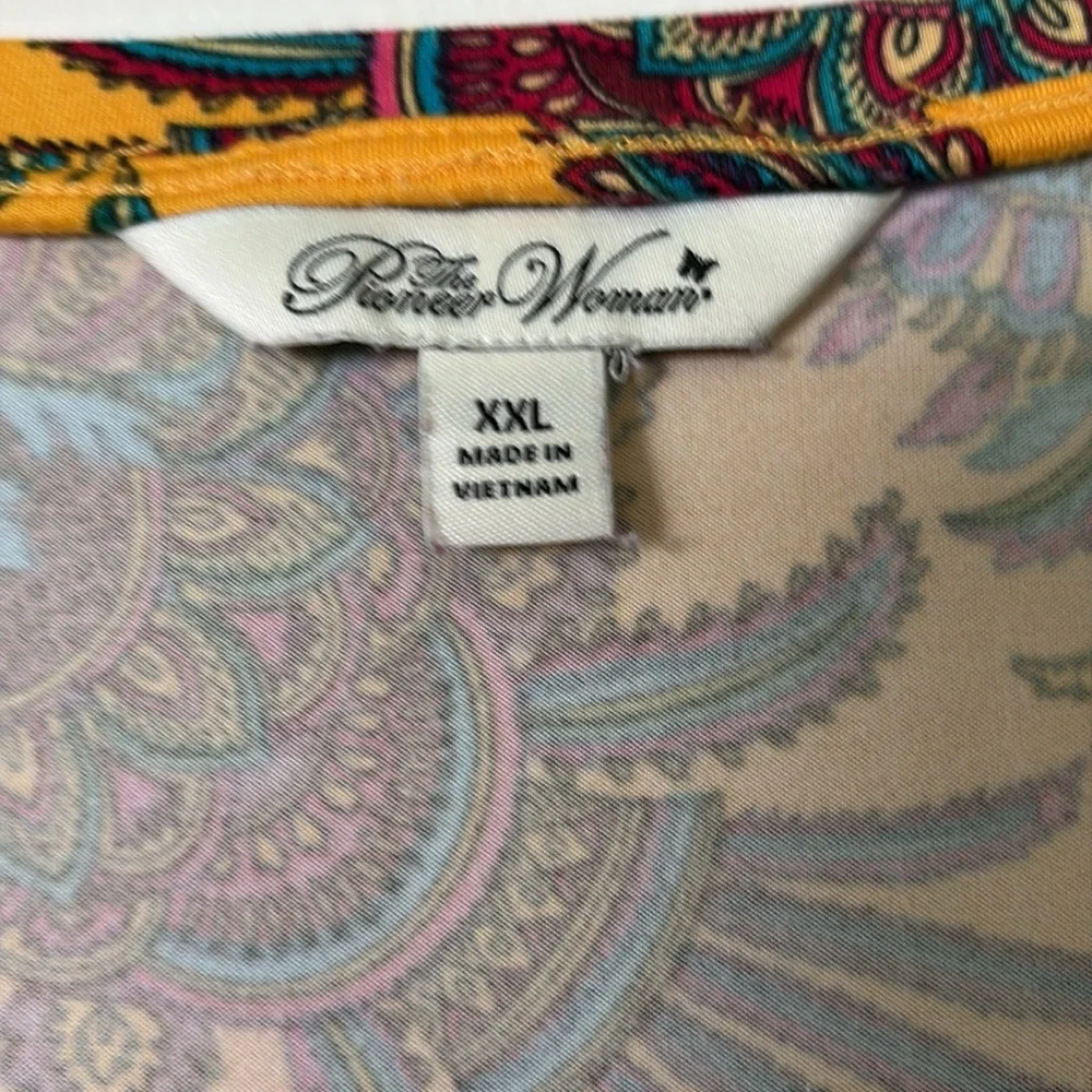 The Pioneer Woman Gold 3/4 Sleeve Relaxed Blouse - Picture 2 of 3